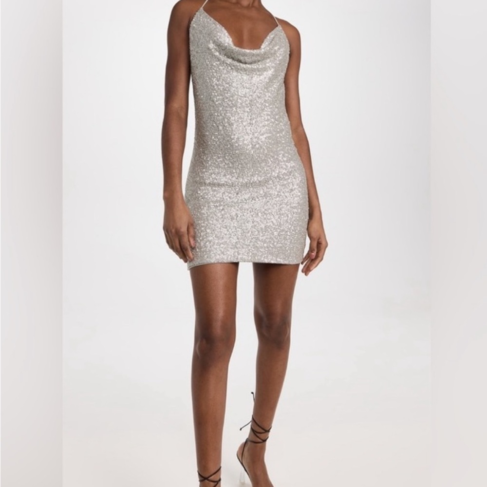 NWT Susana Monaco Sequin Cowl Neck Dress, Size L